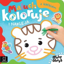 Maluch koloruje i nakleja z kotkiem