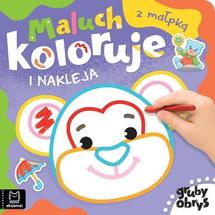 Maluch koloruje i nakleja z małpką